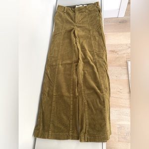 AG Anthropology wide leg olive green corduroy pants, Size 6